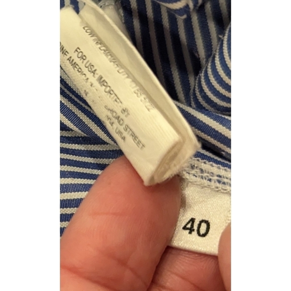 Essentiel Antwerp Blue and White Striped Button Down Shirt Size 10 - Picture 7 of 8